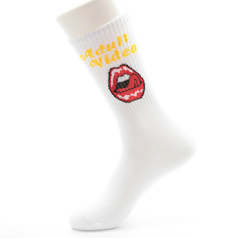 Autumn And Winter Socks For Men And Women Cartoon Letter Tongue-in-tube Cotton Socks Wholesale Couple Street Wild Socks